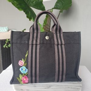 Embroidered Black Tote Bag